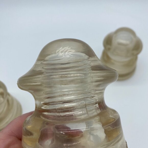 Hemingray Vintage Glass Insulators Set Of 3 Clear Collectible Farmhouse Decor - Picture 9 of 15